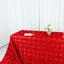 Satin 90"x156" Rectangle Tablecloth Red - Grandiose 3D Rosette Table Cover with Seamless Finish