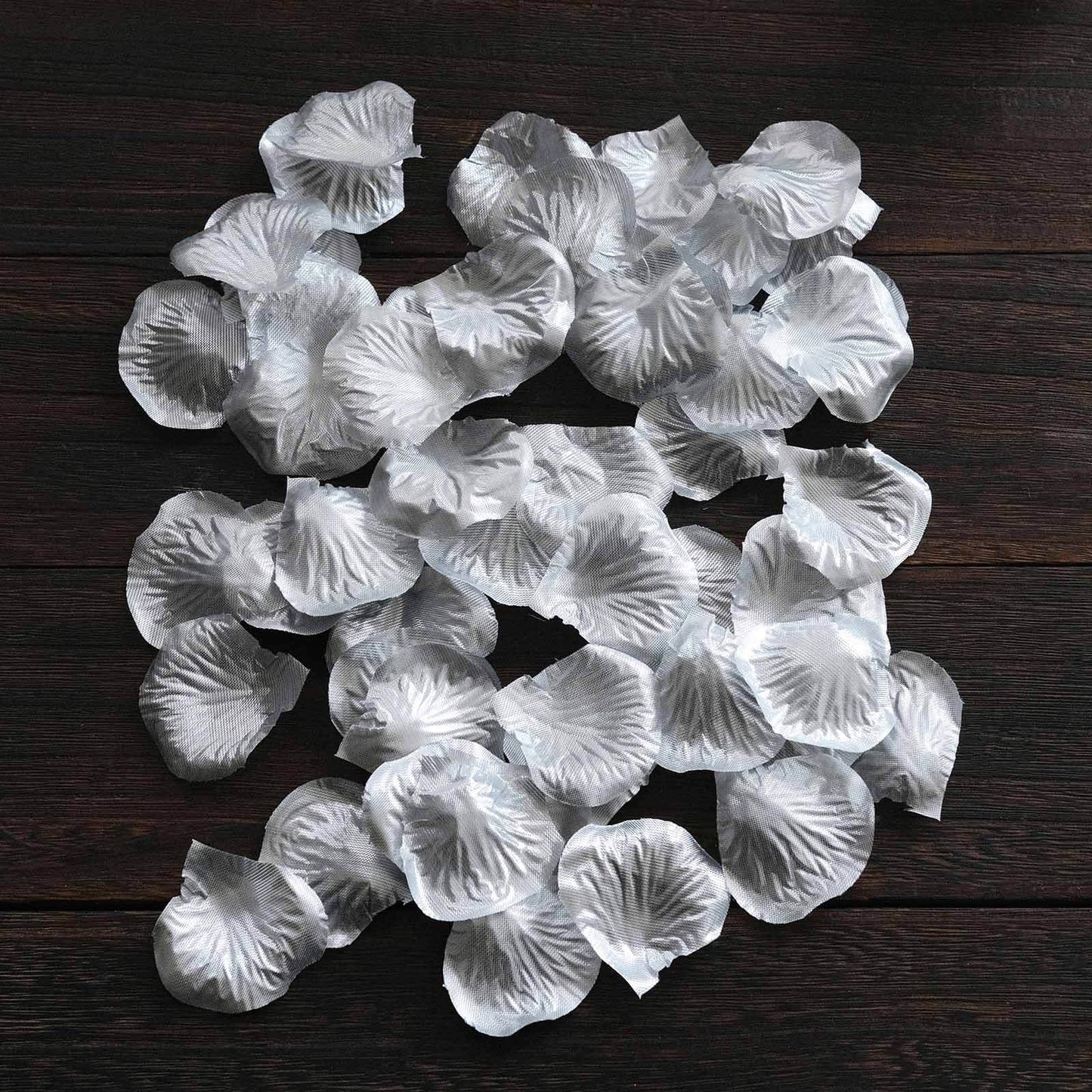 500-Pack Rose Petals Round Design Silver Silk Confetti - Decorative Scatters for Tables and Floors