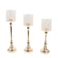 Set of 3 Crystal Beaded Goblet Votive Candle Holder Stands Gold - Tea Light Centerpiece 18", 16", 14"