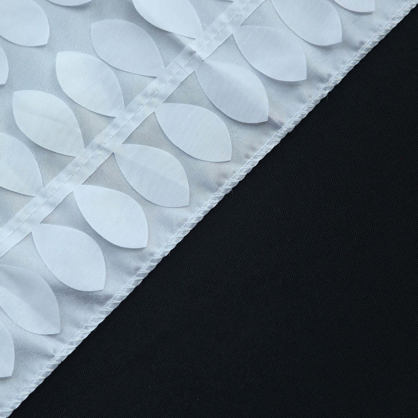 Taffeta Fabric 12"x108" Table Runner White 3D Leaf Petal - Stylish Wedding Decor