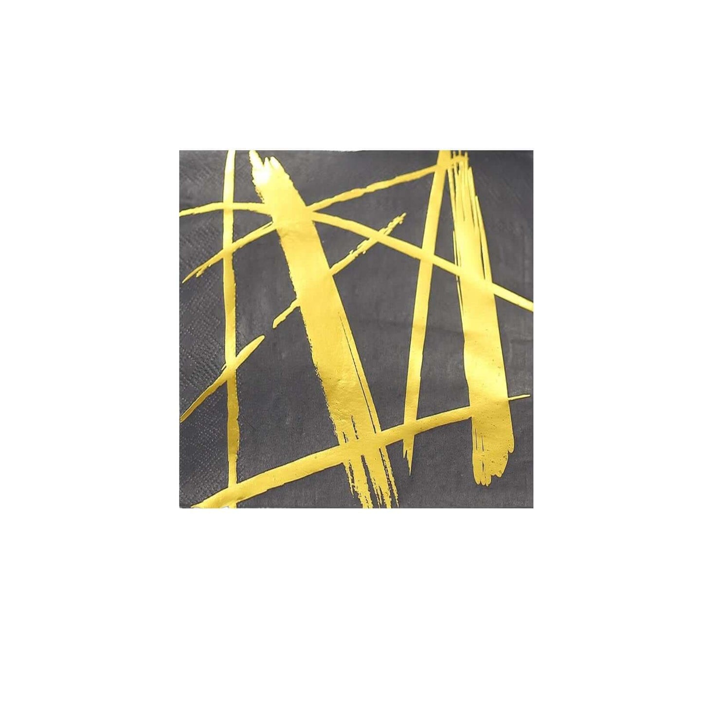 20-Pack Paper Dinner Napkins Black with Metallic Gold Streak Design - Stylish 3 Ply Disposable Cocktail Napkins for Weddings