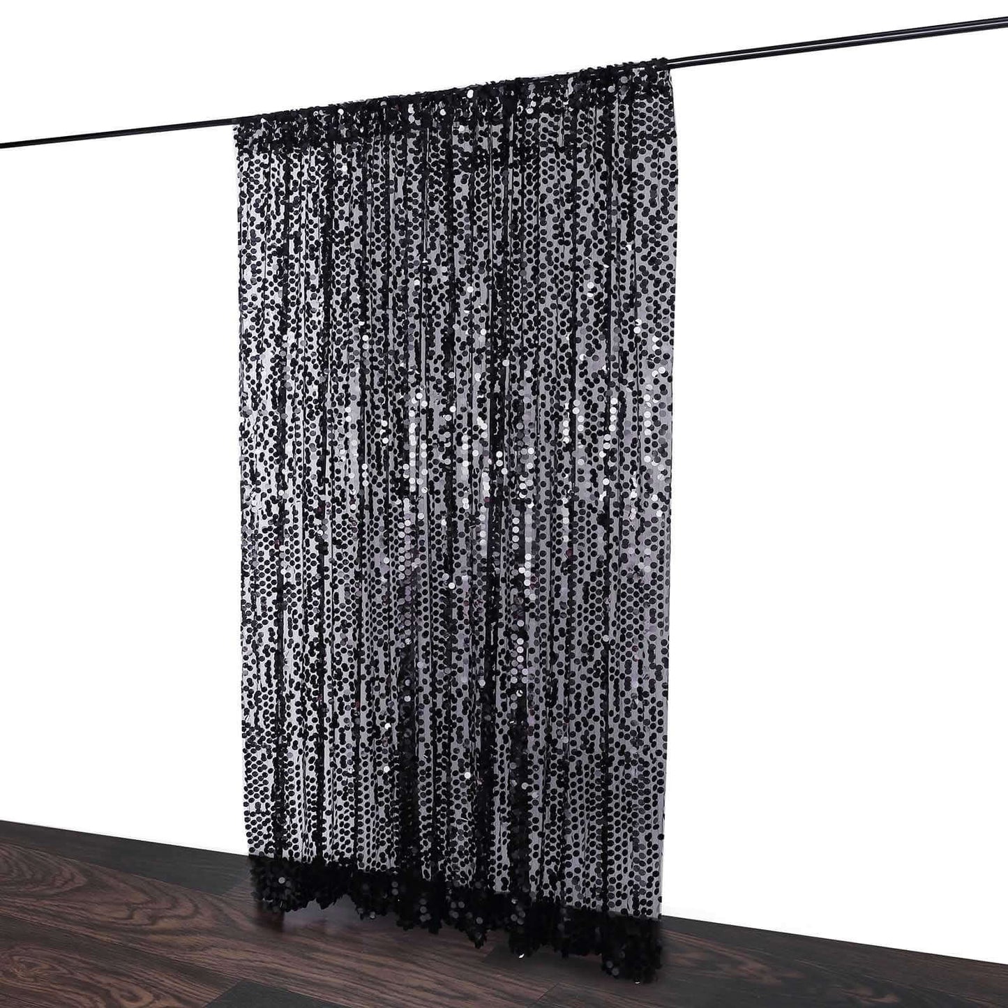 8ftx8ft Black Big Payette Sequin Event Curtain Drapes, Backdrop Event Panel