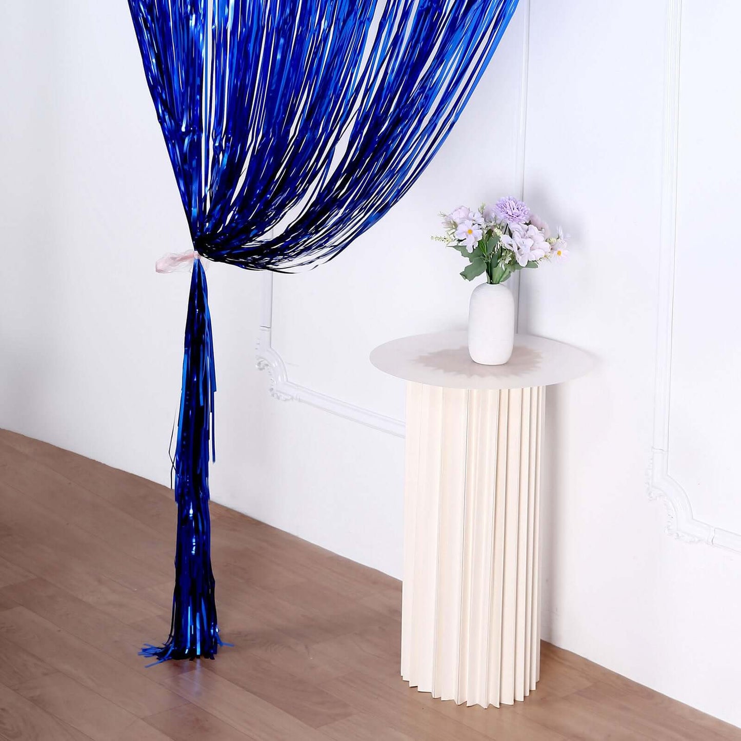 8ft Royal Blue Metallic Tinsel Foil Fringe Doorway Curtain Party Backdrop