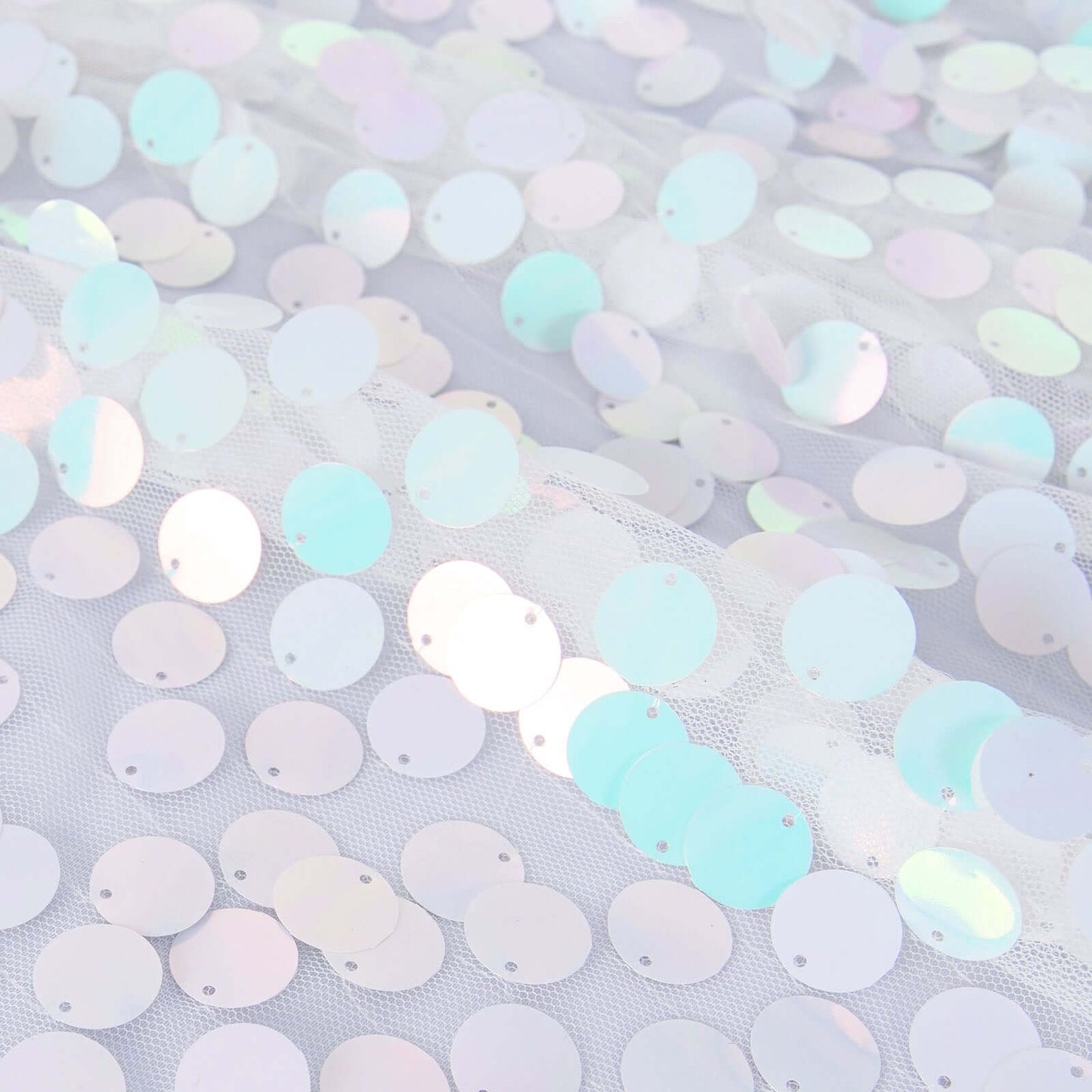 Sequin 90"x156" Rectangle Tablecloth Iridescent Blue - Seamless Big Payette Table Cover