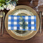 5 Pack Polyester 15"x15" Napkins Blue/White Buffalo Plaid Gingham Style Cloth Napkins