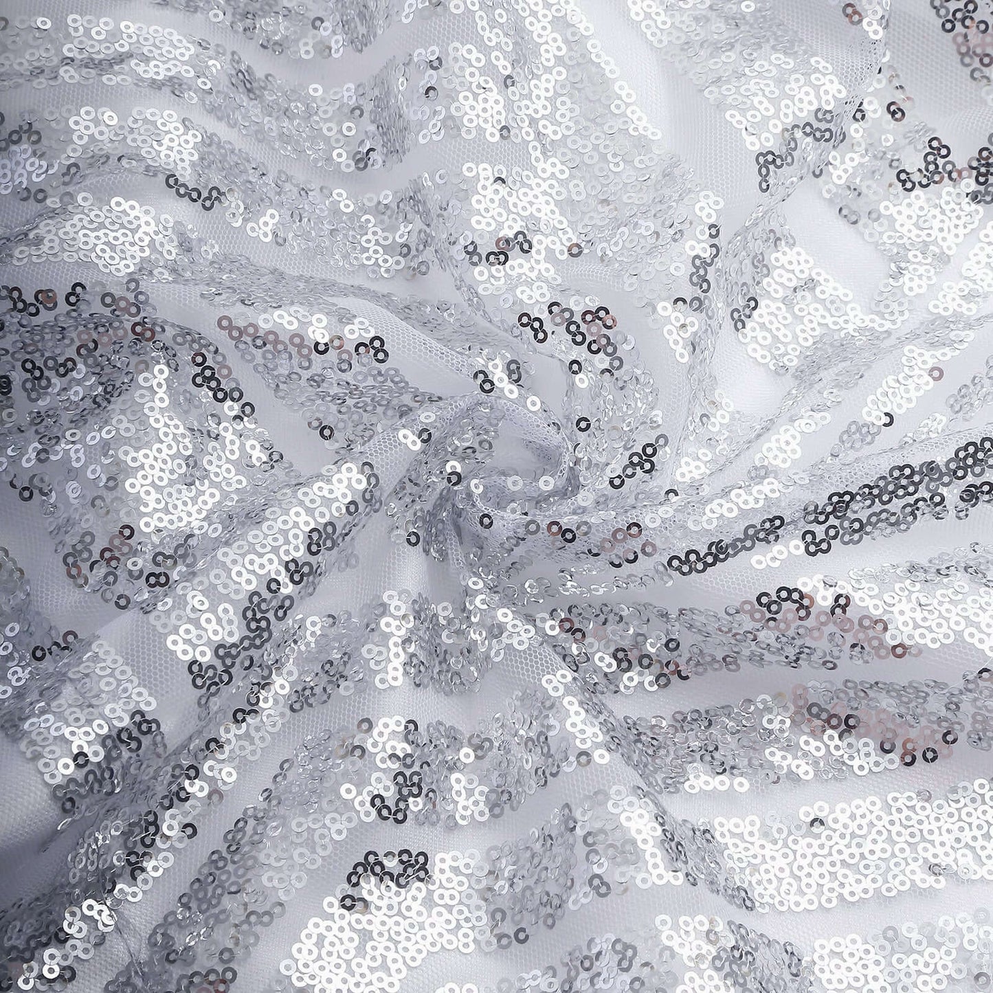 8ftx8ft Silver Geometric Sequin Event Curtain Drapes with Satin Backing, Seamless Opaque Sparkly Backdrop Event Panel in Diamond Glitz Pattern