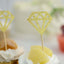 24-Pack Cupcake Toppers Diamond Ring Design Glitter Gold - Party Cake Picks Engagement Decoration Supplies
