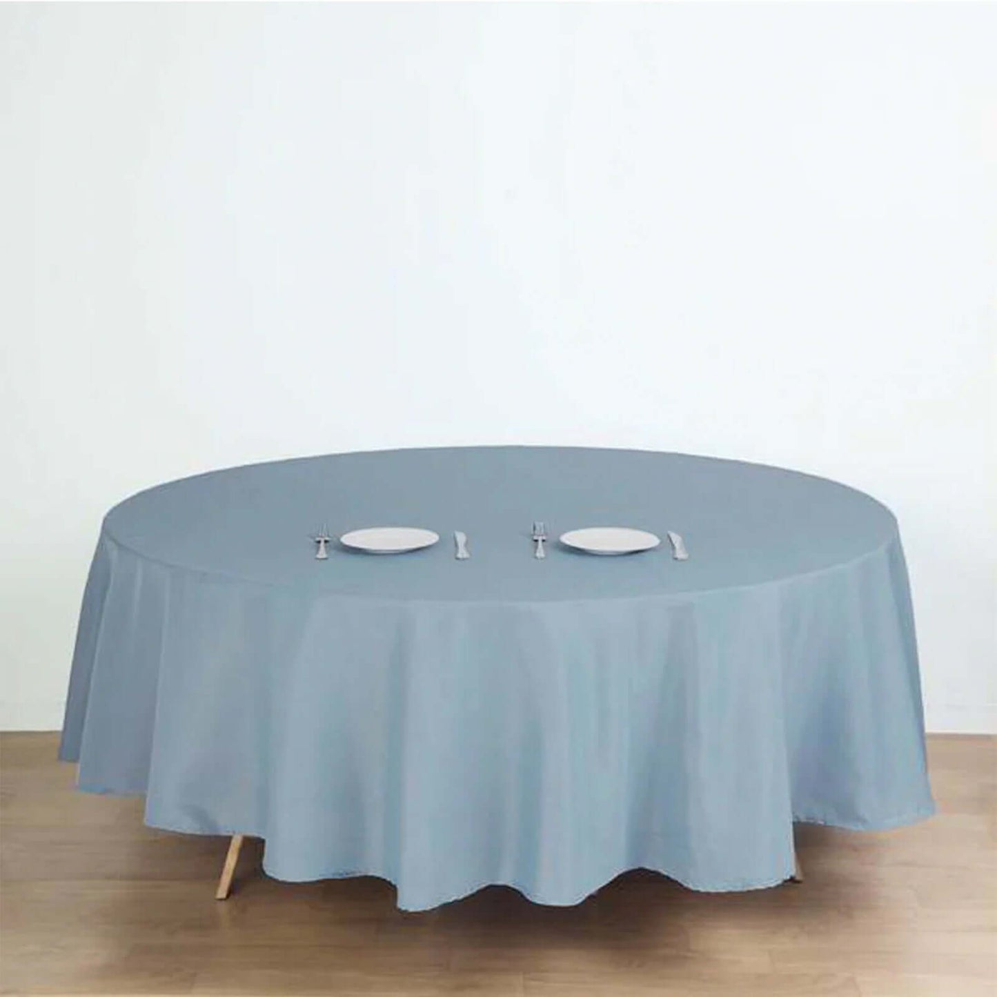 Polyester 90" Round Tablecloth Dusty Blue - Stain & Wrinkle-Resistant Table Cover