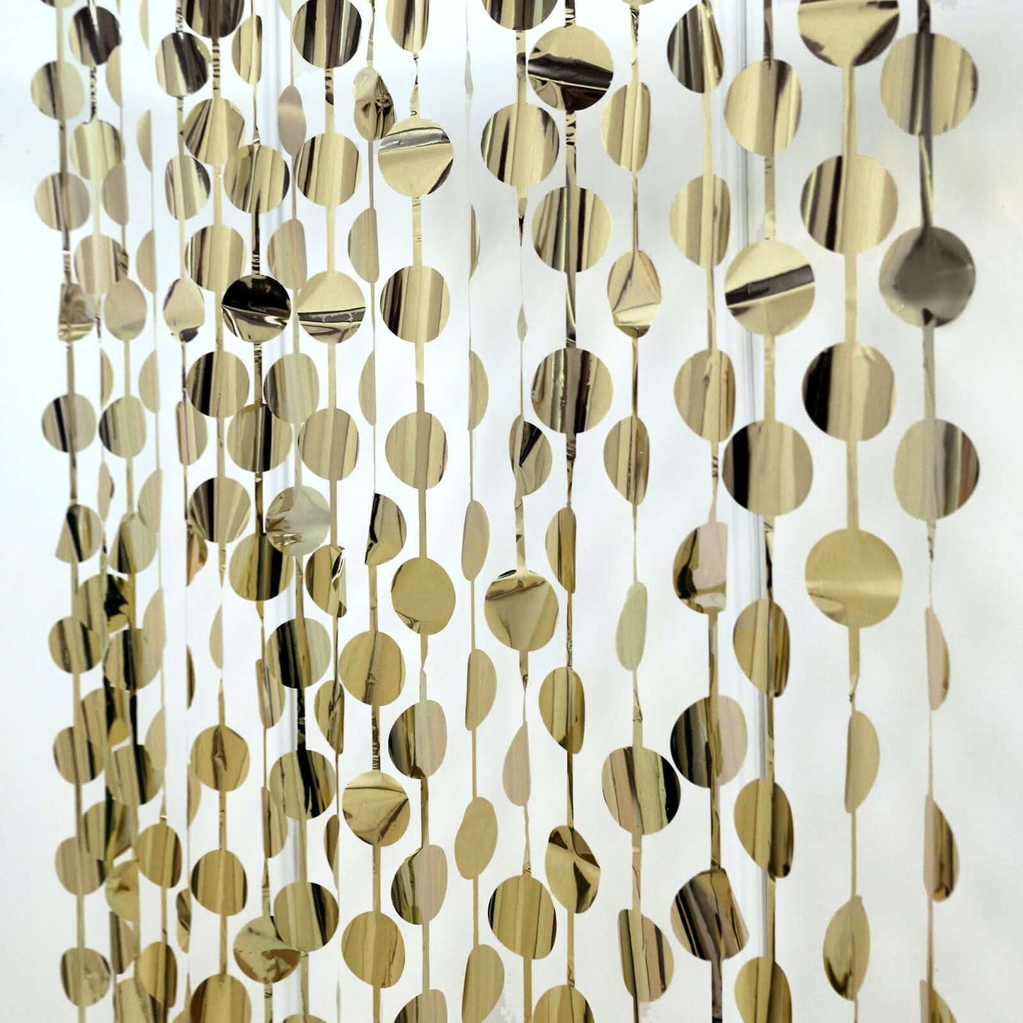 Champagne Round Chain Foil Fringe Curtain Party Backdrop, Metallic Champagne Tinsel Streamer Party Decor - Door Window Foil Curtain - 3ftx6.5ft