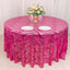 Sequin Mesh 120" Round Tablecloth Fuchsia/Silver - Seamless Wave Embroidered Table Cover