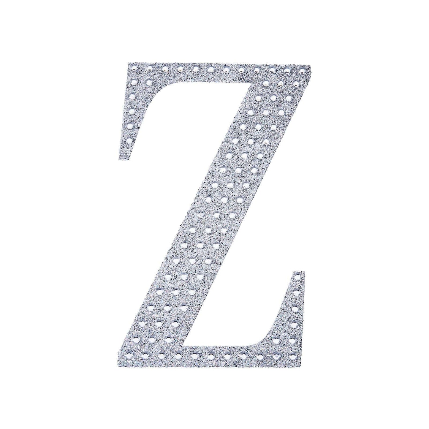 Decorative Rhinestone Alphabet "Z" Letter Stickers, Glitter Adhesive Craft Letters Silver DIY Sparkle Embellishments 4"