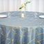Polyester 120" Round Tablecloth Dusty Blue with Gold Foil Geometric Pattern Wrinkle-Resistant Seamless Table Cover