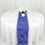 Polyester 9ft Table Runner Royal Blue with Gold Foil Modern Geometric Accent
