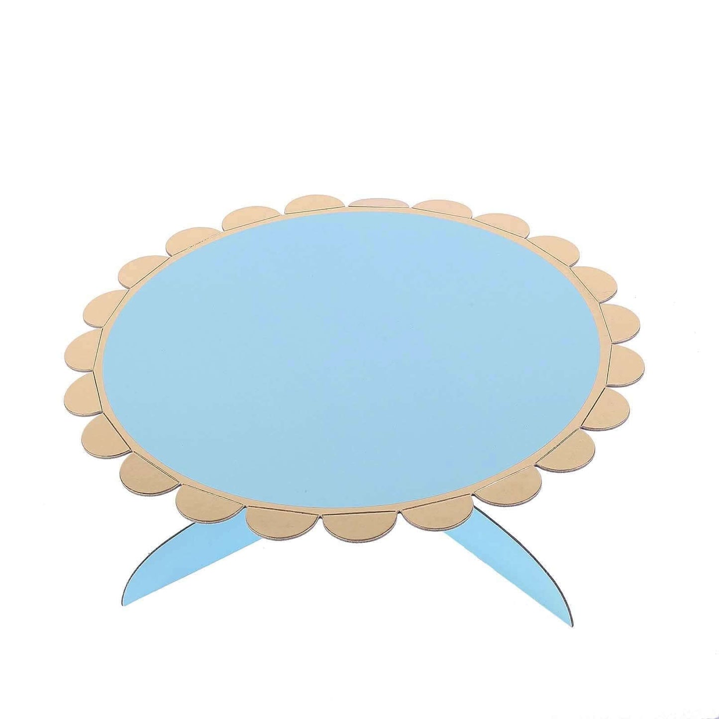 1-Tier Cardboard Cake Stand Light Blue - Stylish Reusable Cupcake Dessert Holder with Gold Scalloped Rim for Baby Showers Birthdays & Events 13"