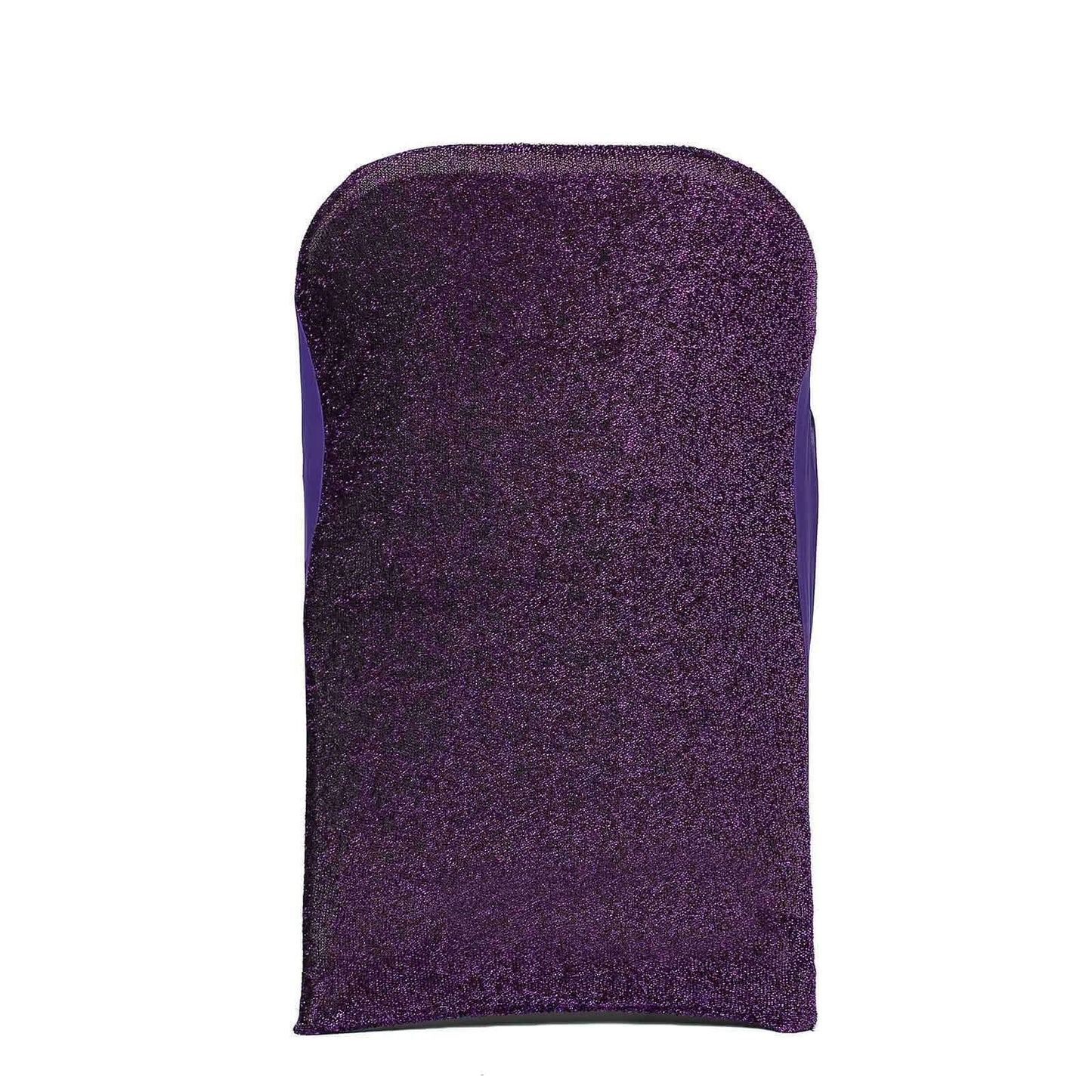 Stretch Spandex Chair Cover Purple for Folding Chairs - Metallic Shimmer Tinsel Back Design Fitted Slipcover