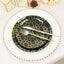 20-Pack Set Plastic Round Dinner and Salad Plates in Navy Blue with Geometric Gold Print - Modern Disposable Dinnerware Set for Weddings & Celebrations 9", 7"