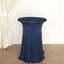 Spandex 30" Round Cocktail Table Cover Skirt Navy Blue With Natural Wavy Drapes
