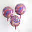 3 Pack 13" Purple Gold Marble Orbz Foil Balloons, 4D Sphere Mylar Balloons