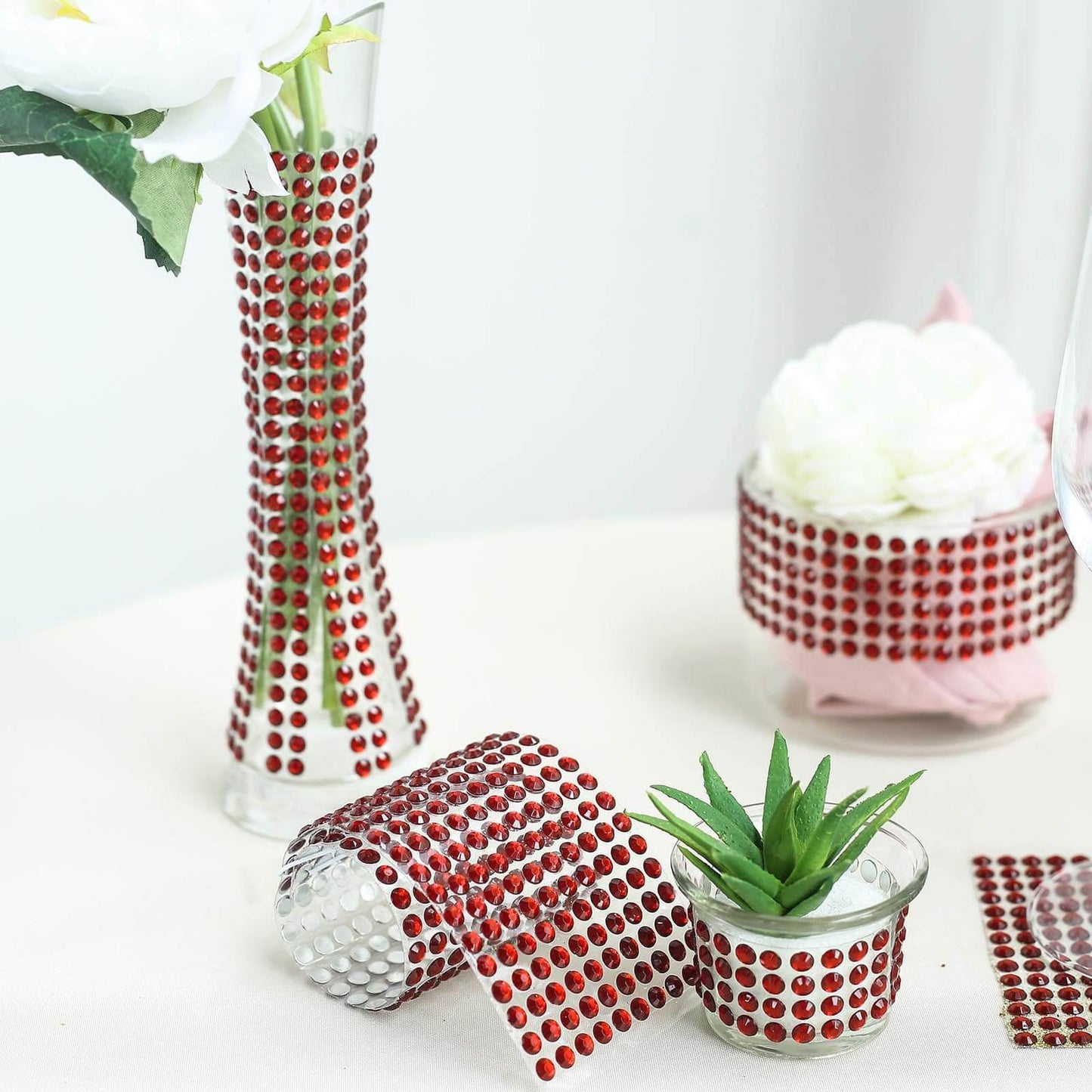 21â€x11" Red Self Adhesive Rhinestone Diamond Sticker Wrap Sheets, DIY Craft Gem Stickers