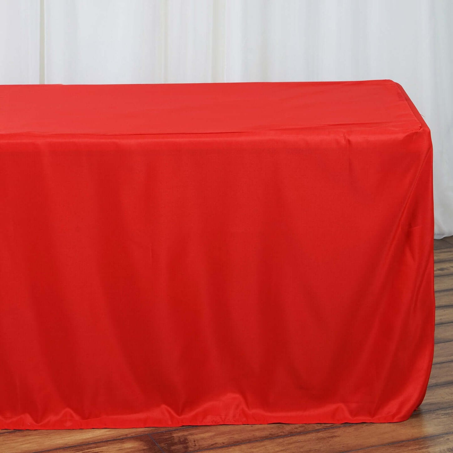 Fitted Polyester 96"x30" Rectangle Tablecloth Red - Durable and Easy to Maintain Table Cover