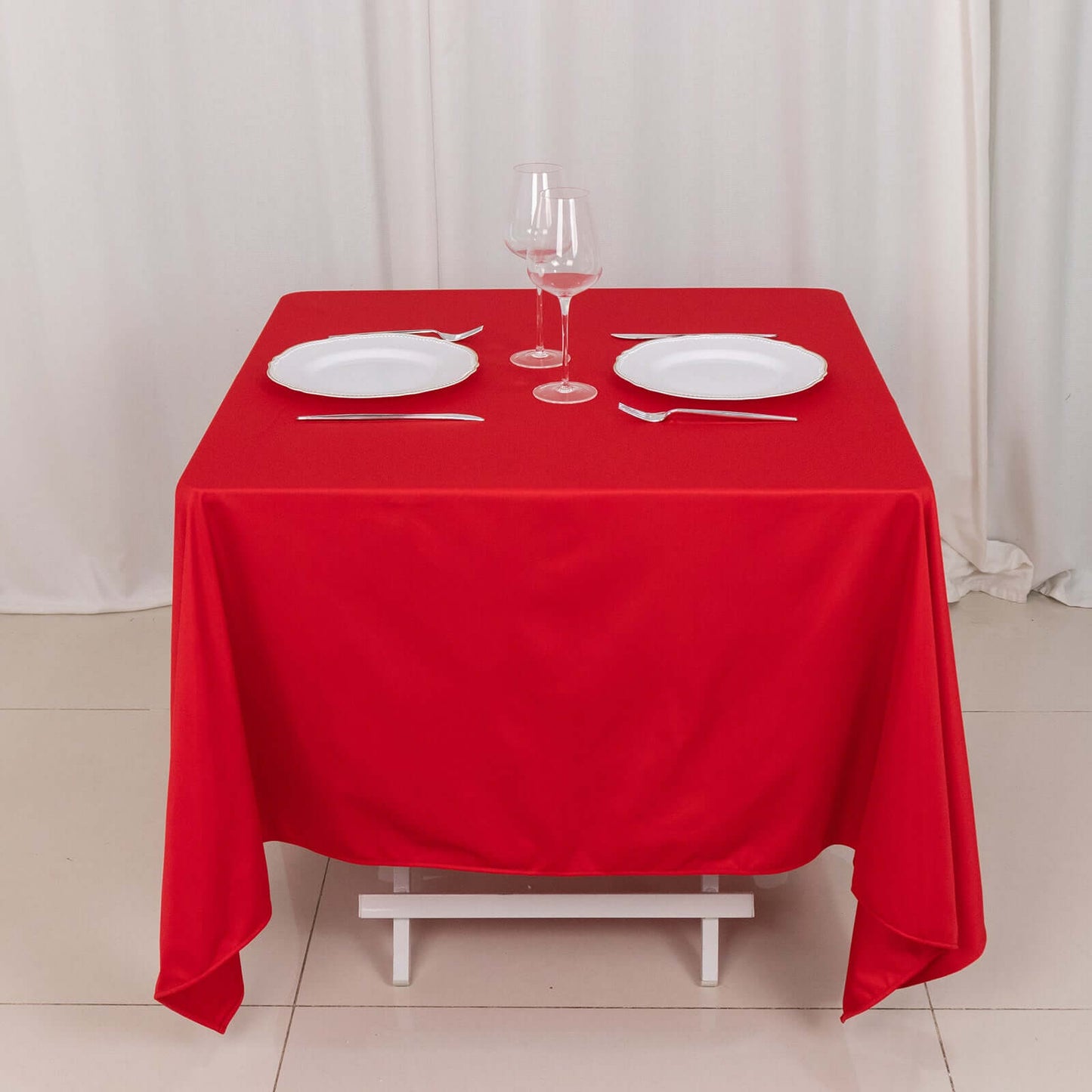 Scuba Square 70"x70" Tablecloth Red - Wrinkle Free & Stain Resistant Table Cover