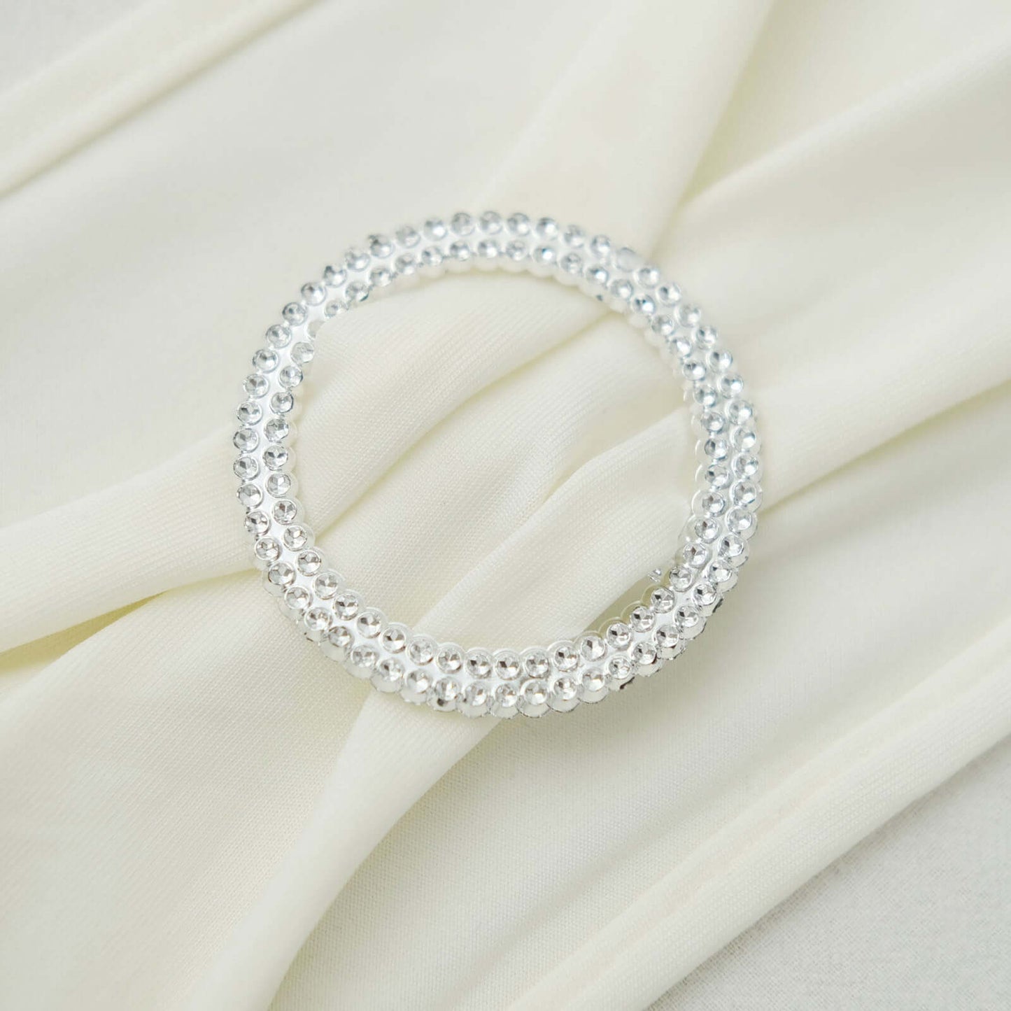 20 Pack Diamond Round Chair Sash Band Buckle Pins Silver - Timeless Rhinestone Napkin Rings 2.5"