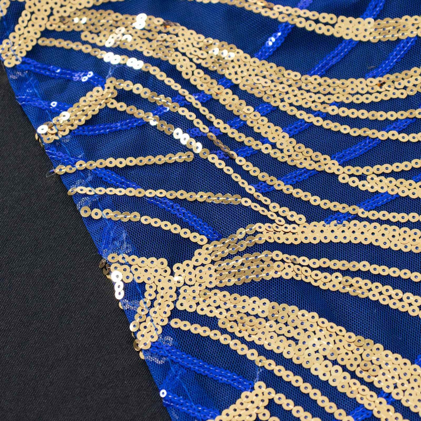 Mesh 72"x72" Table Overlay Square Tablecloth Royal Blue - Wave Embroidered Sequins Table Topper