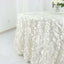 Taffeta 132" Round Tablecloth Ivory | 3D Leaf Petal Design Seamless Table Cover