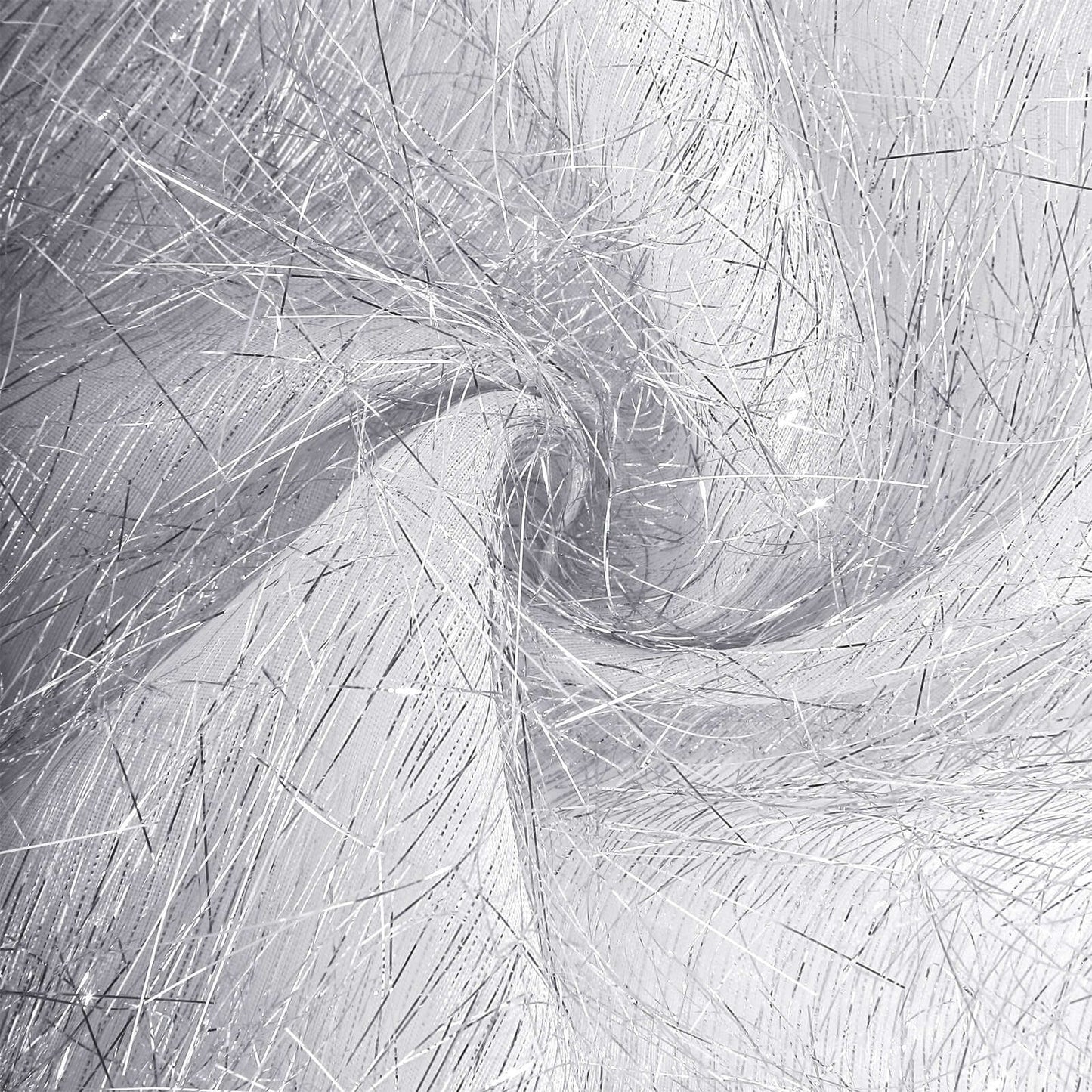 Polyester 120" Round Silver Tablecloth Metallic Fringe Shag Tinsel Table Cover