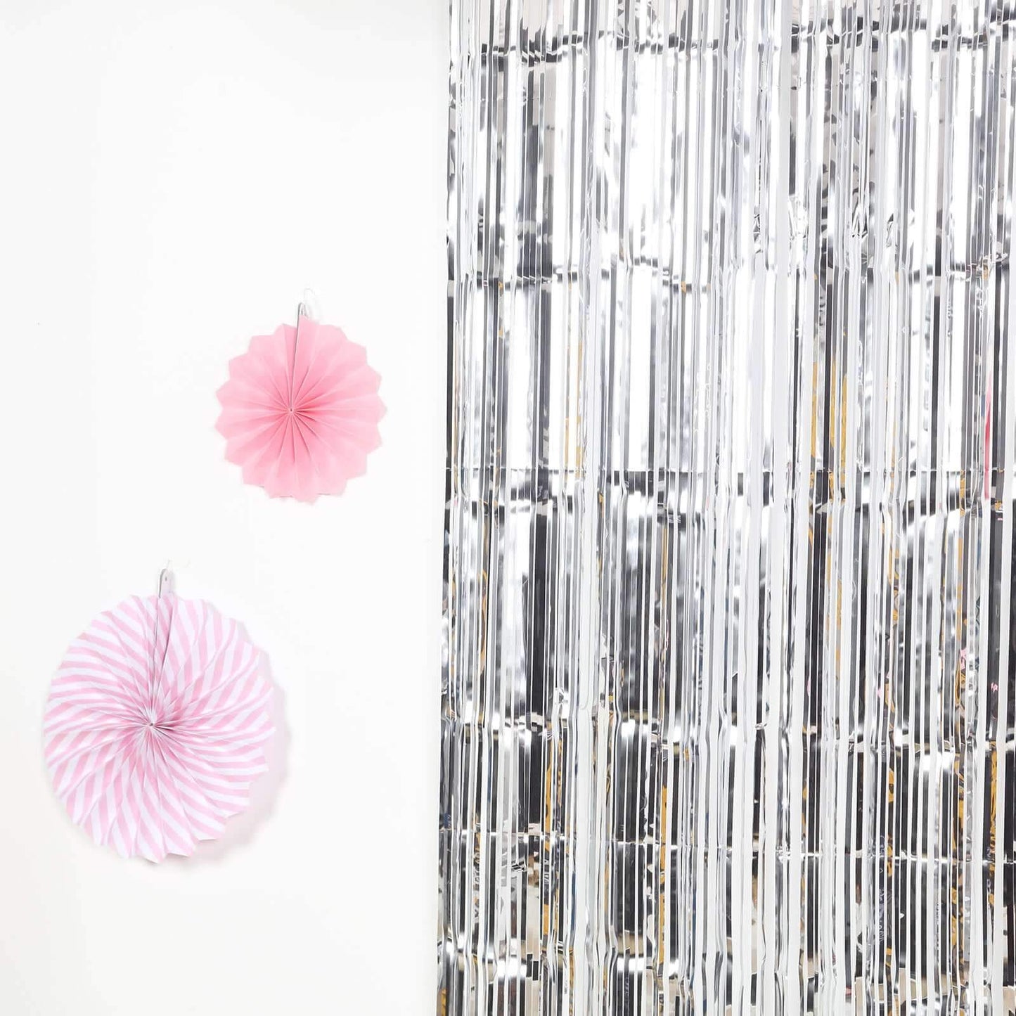 8ft Silver Metallic Tinsel Foil Fringe Doorway Curtain Party Backdrop