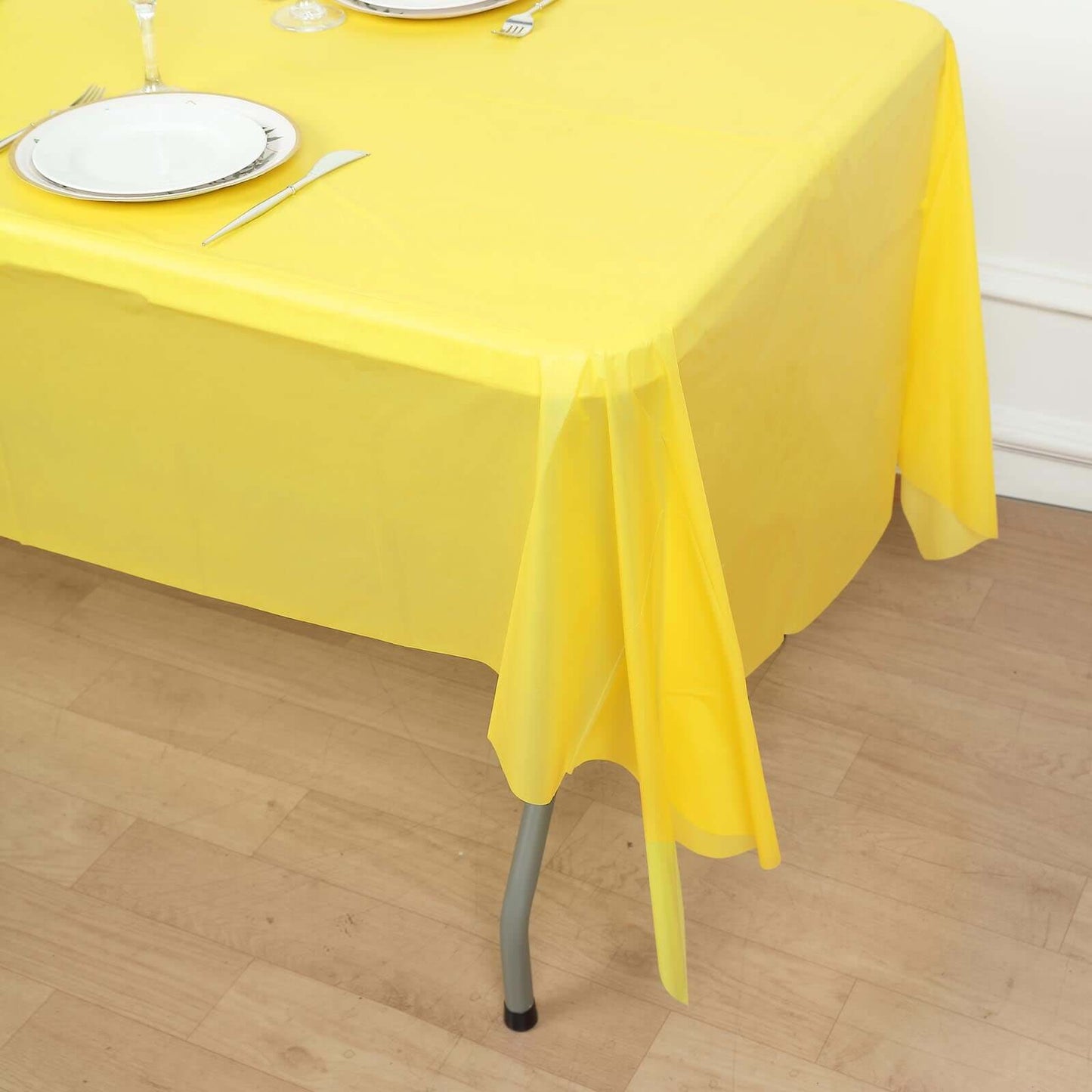 5-Pack Plastic Table Covers Yellow Rectangle - Reliable PVC Disposable Covers for Gatherings 54"x108"