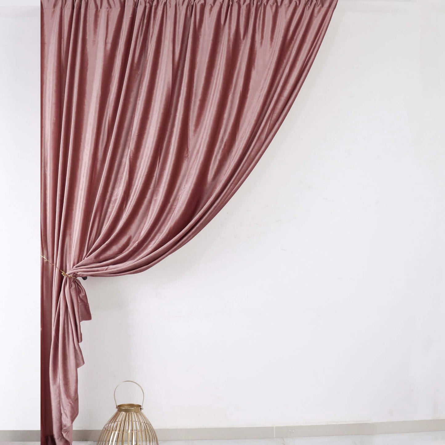 Dusty Rose Crushed Velvet Backdrop Curtain â€“ 8ft x 8ft Event Drape with Rod Pocket, Privacy Panel for Photo Booths & Events