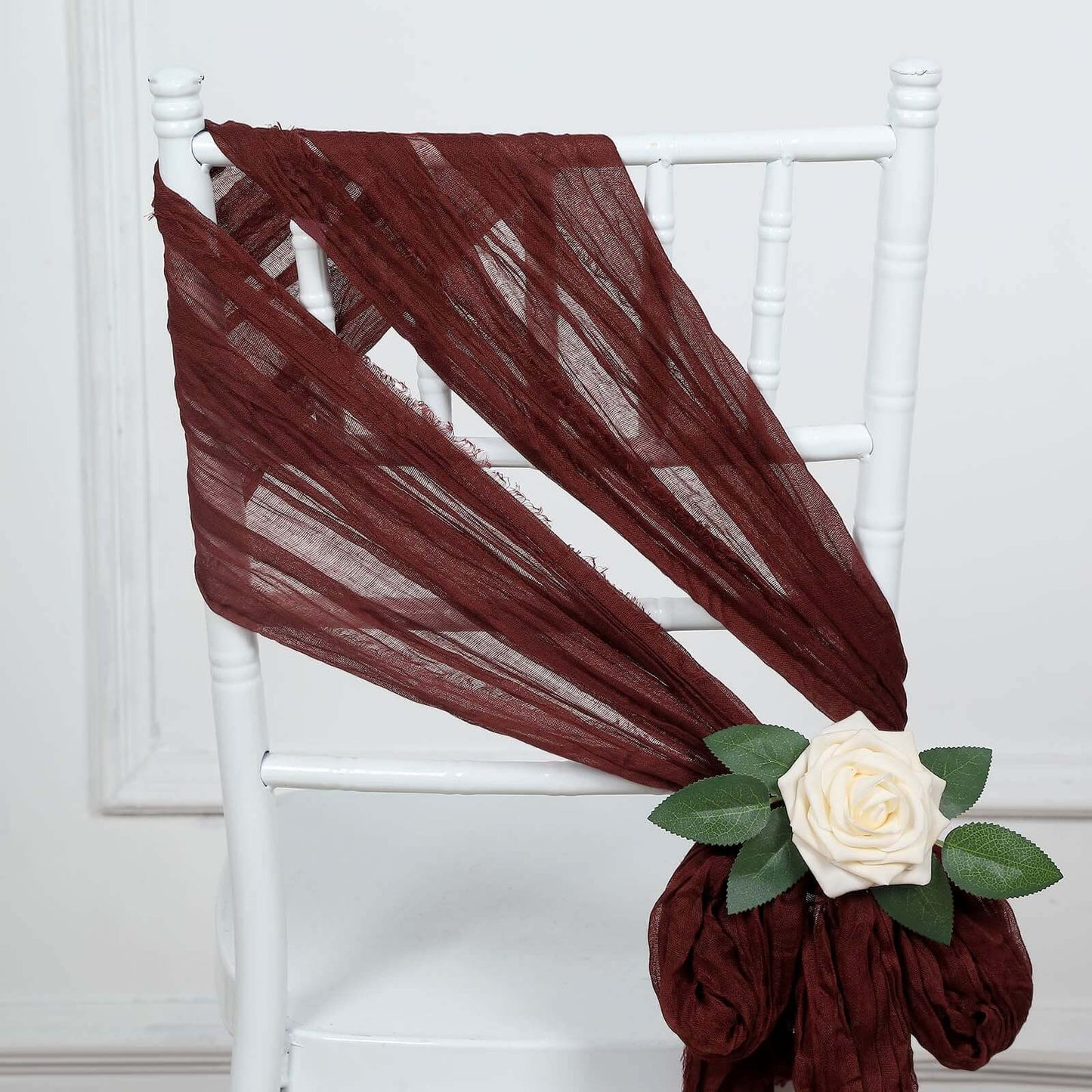5 Pack Cheesecloth Gauze 16"x88" Chair Sashes Burgundy - Boho Chair Decorations