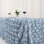 Satin 90"x132" Rectangle Tablecloth Dusty Blue - Grandiose 3D Rosette Seamless Table Cover