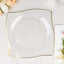 10-Pack Plastic 10" Square Dinner Plates in Clear with Gold Wavy Rim Modern - Disposable Party Plates