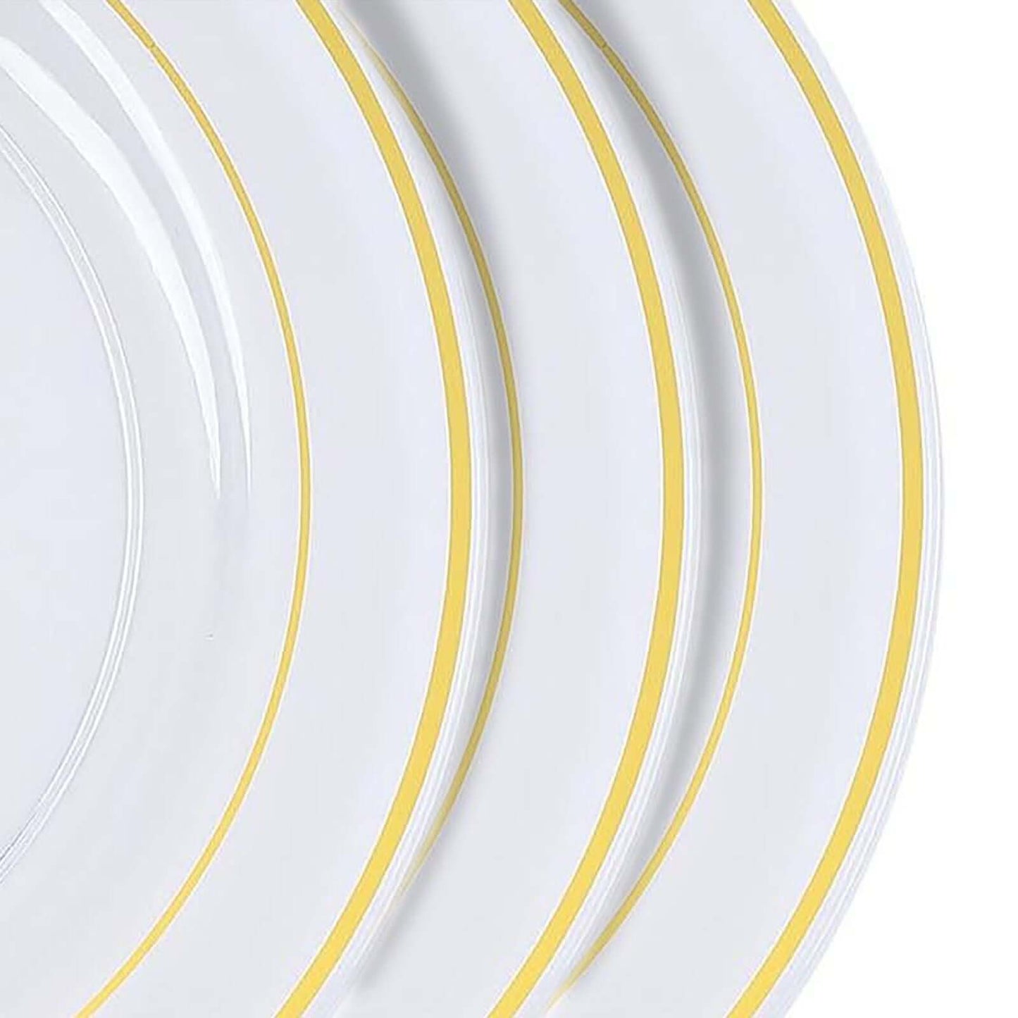 10-Pack Plastic Dinner Plates Clear with TrÃ¨s Chic Gold Rim - Perfect Disposable Party Plates 10"