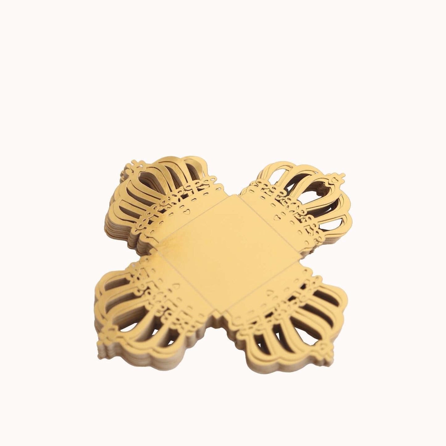 50-Pack Mini Paper Truffle Cup Liners Crown Square Design Metallic Gold - 225GSM Cupcake Tray Wrappers 4"