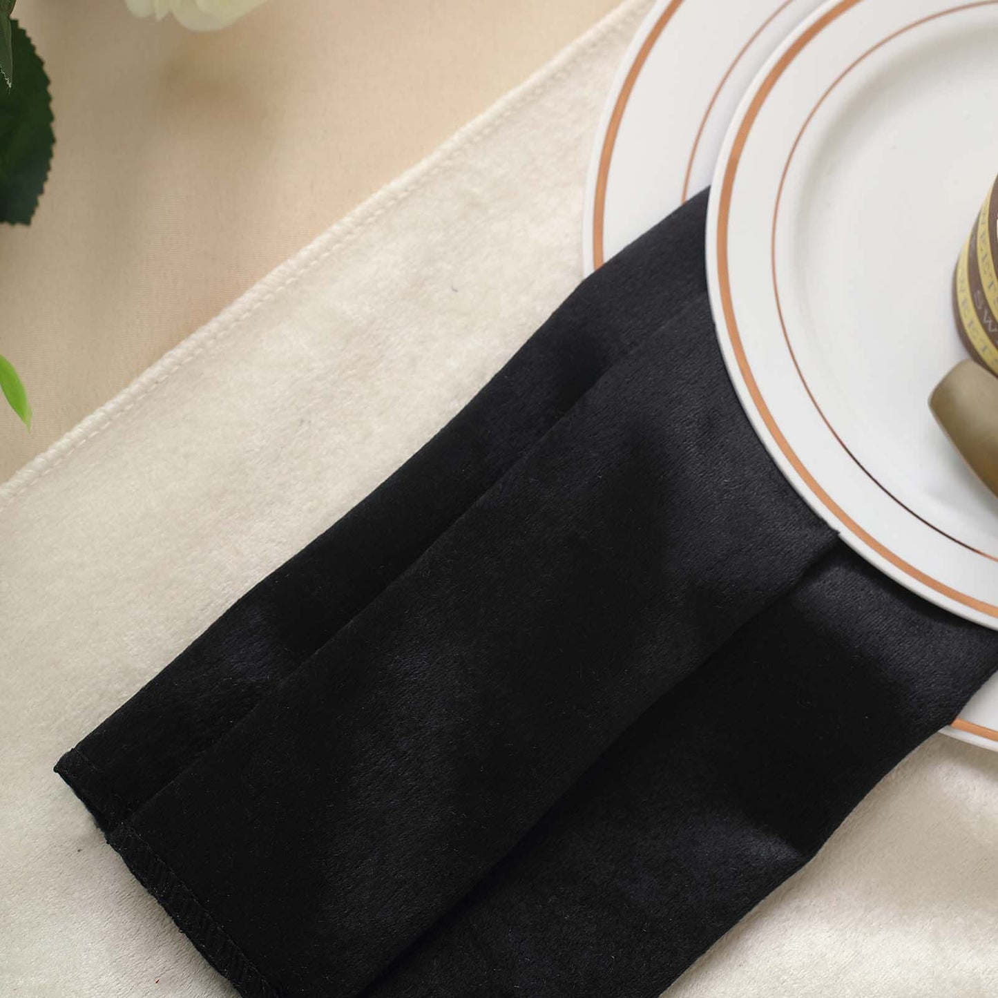 5 Pack Premium Velvet 20"x20" Napkins Black - Soft Sheen Finish Cloth Napkins for Upscale Gatherings
