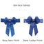 5 Pack Satin Faux Leather Chair Sashes Royal Blue - Durable Double Sided Pre-tied Bow Tie Chair Bands with Diamond Rhinestone Buckles