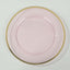 10-Pack Economy Plastic Round Charger Plates 12" in Transparent Blush with Wide Gold Rim, Decorative Dinner Party Serving Plates
