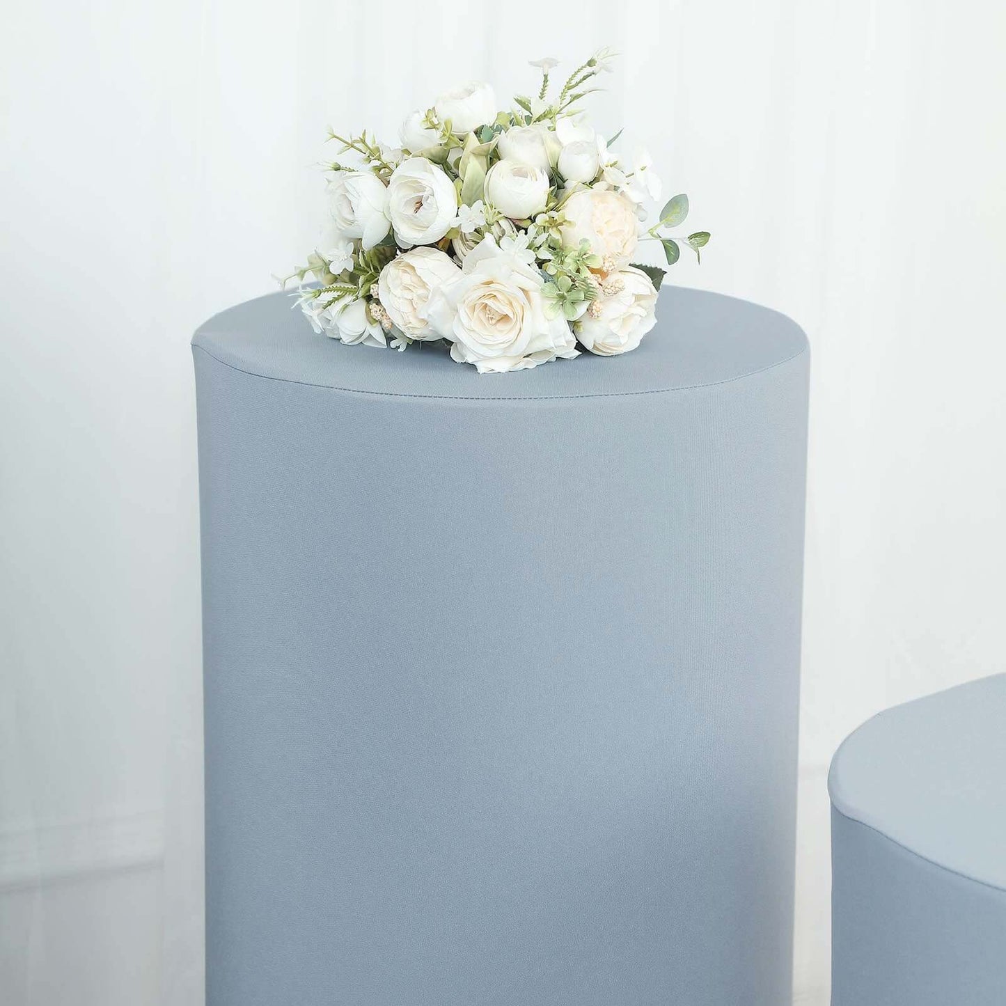 Set of 5 Dusty Blue Spandex Cylinder Pedestal Stand Covers, Stretchable Pillar Prop Covers - 160 GSM