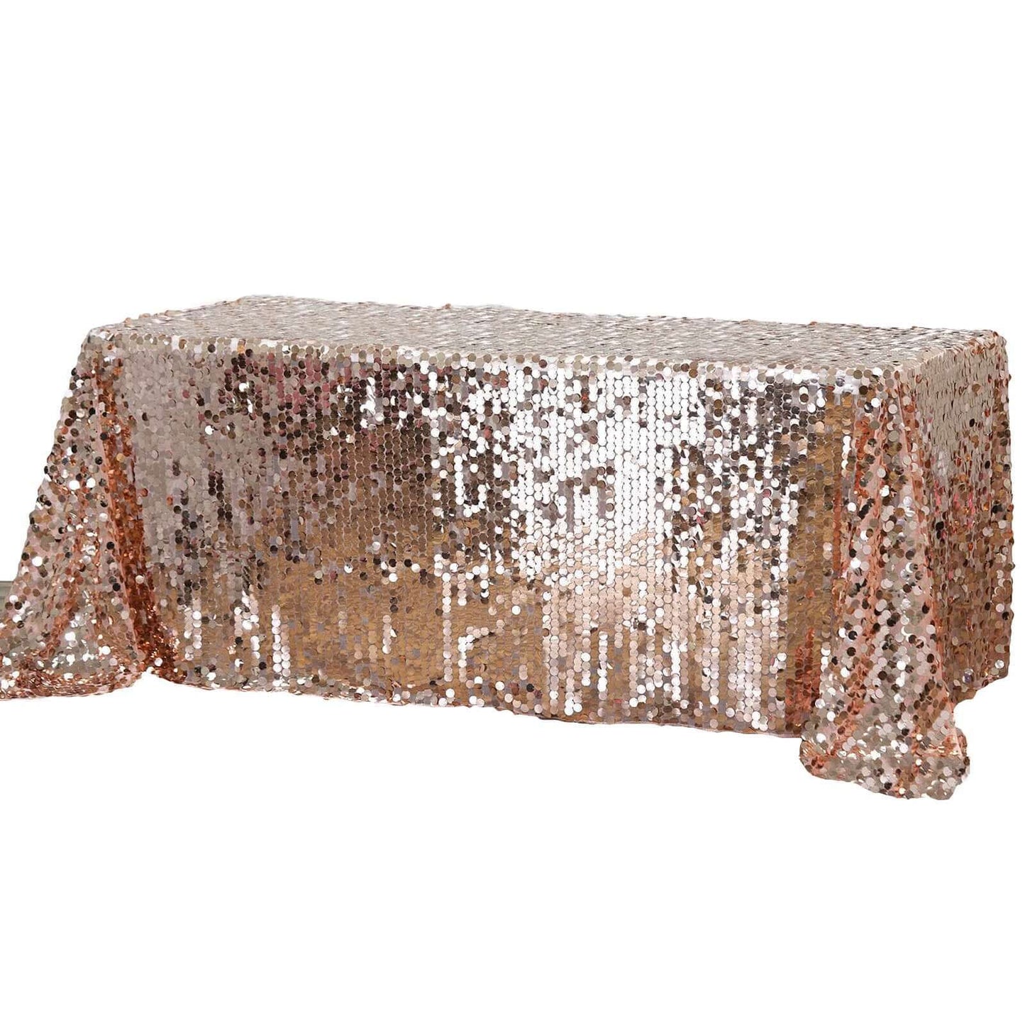 Sequin 90"x132" Rectangle Tablecloth Rose Gold - Seamless Big Payette Table Cover