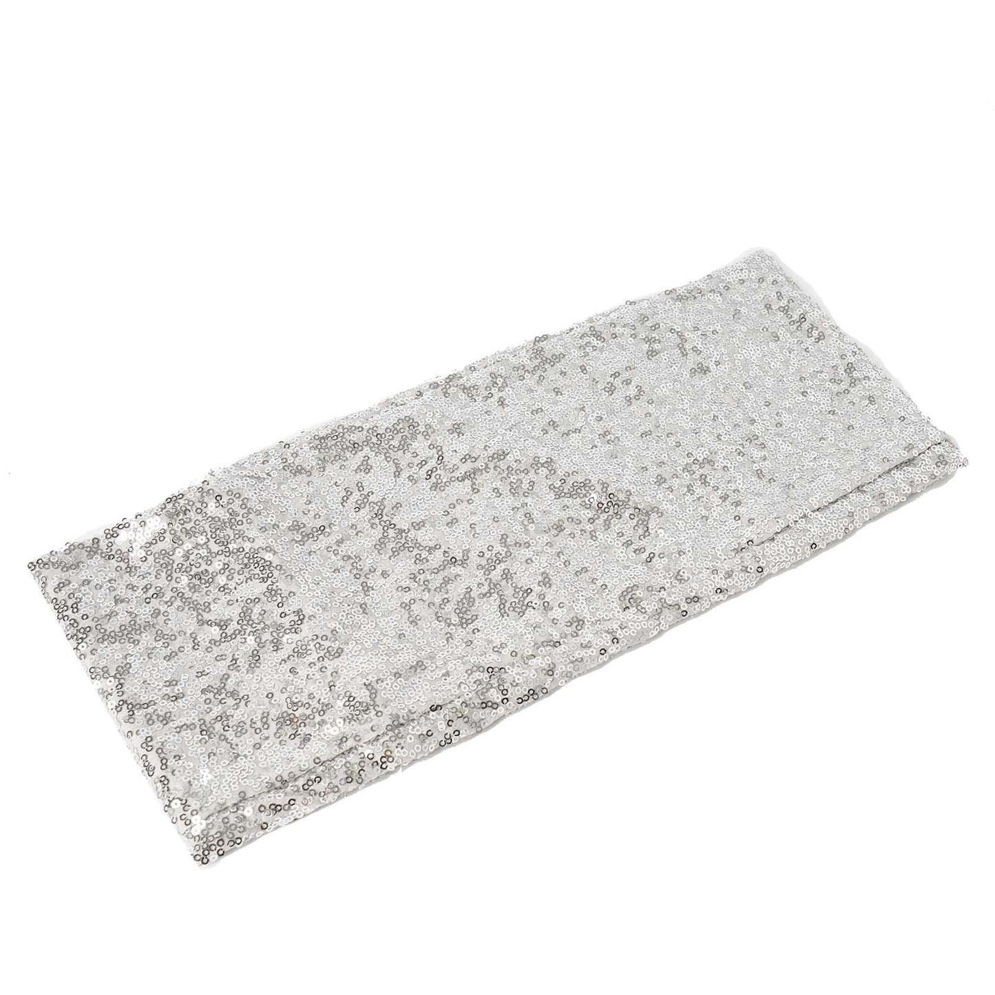 5 Pack Sequin Spandex Chair Sashes Silver - Stretch Chair Bands 6"x15"