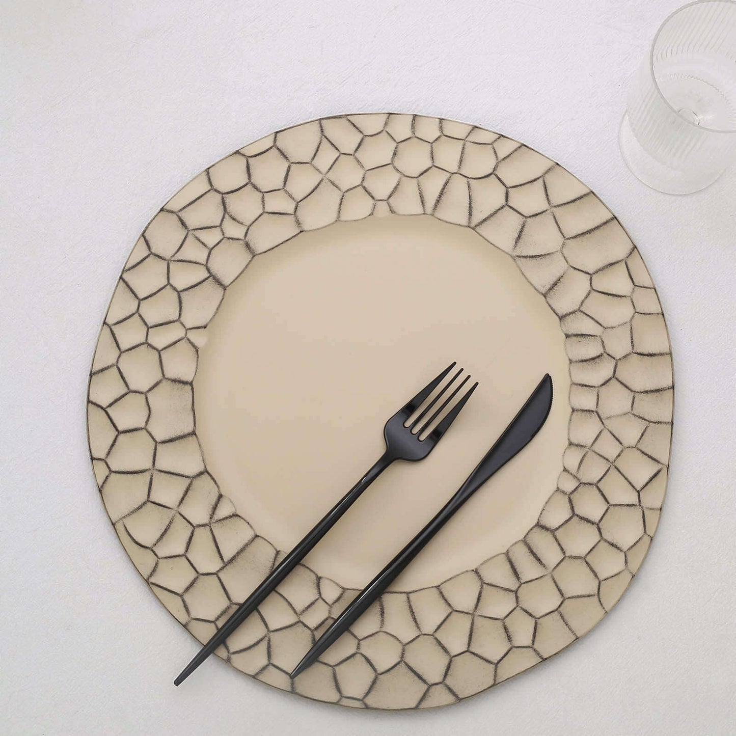 6-Pack Round Charger Plates 13" in Taupe with Hammered Rim, Matte Finish Modern Dinner Charger Tableware