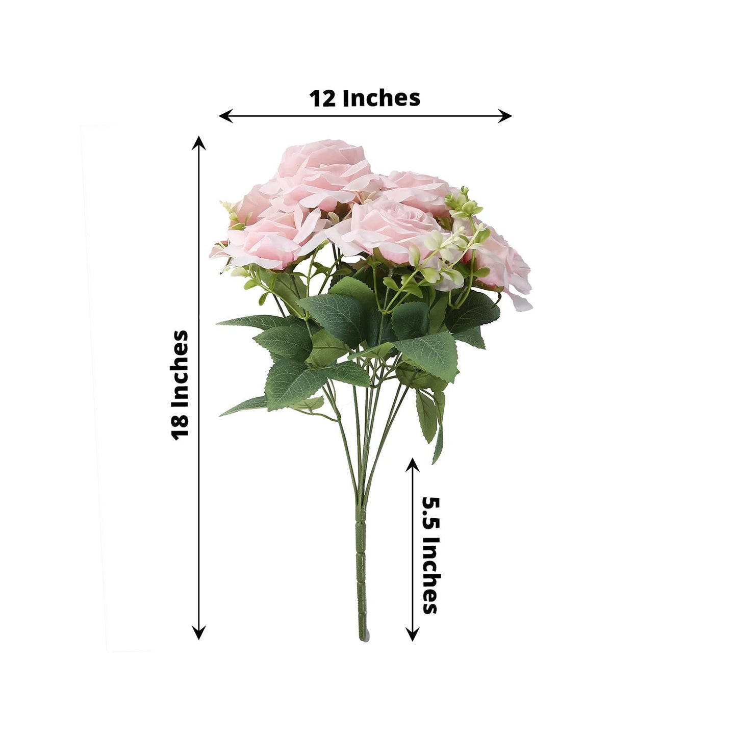 2 Bushes 18" Real Touch Artificial Rose Flower Bouquet, Light Blush Silk Long Stem Flower Arrangements
