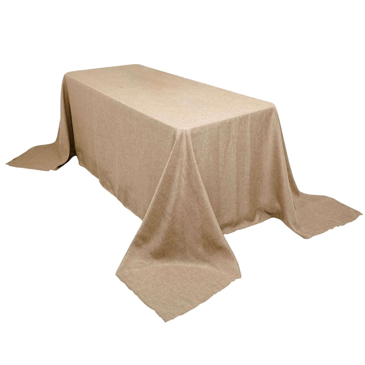 Faux Burlap Jute 90"x132" Rectangle Tablecloth Natural - Rustic Seamless Event Table Linen