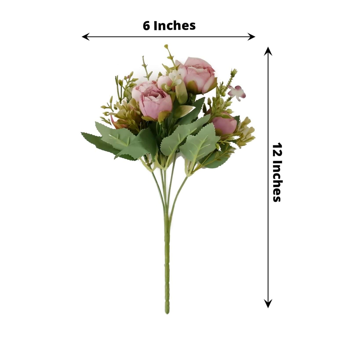 4 Pack 12" Artificial Dusty Rose Ranunculus Silk Flower Bridal Bouquets, Faux Buttercup Floral Arrangement
