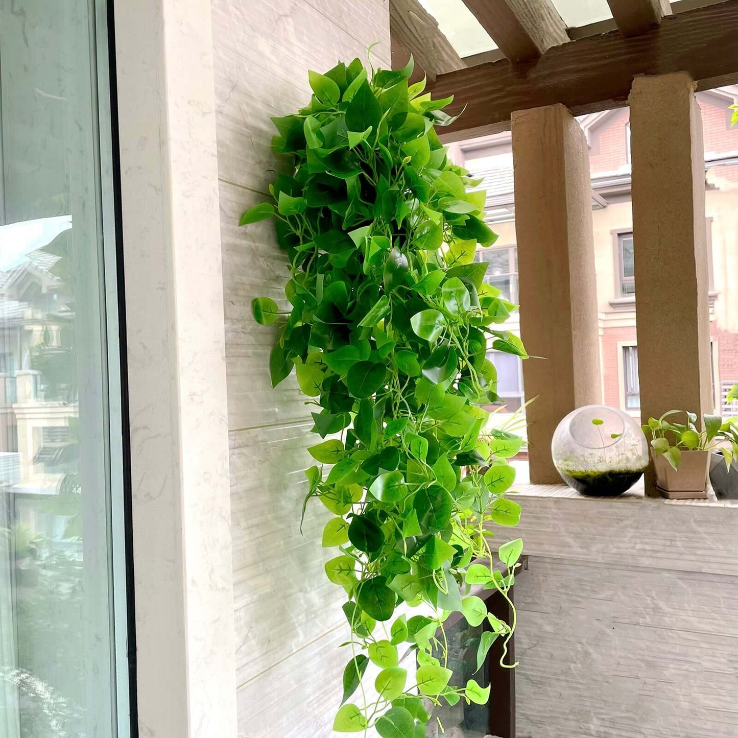 3 Pack Green Pothos Artificial Ivy Vine Hanging Plants, Fake Foliage Silk Leaves Garland - 3ft