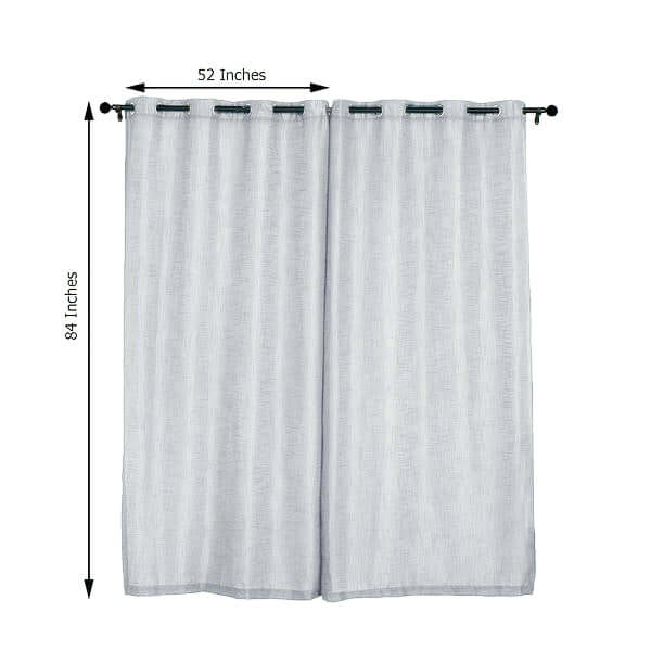 2 Pack Handmade Silver Faux Linen Curtains 52"x84", Curtain Panels With Chrome Grommets