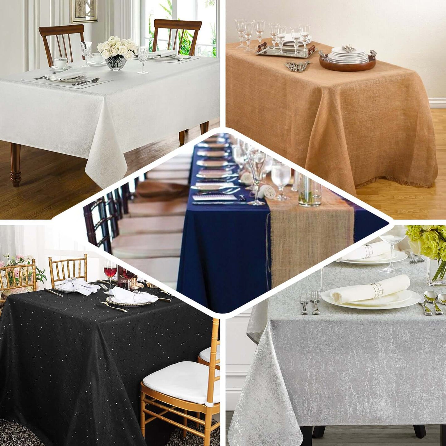 Faux Linen 90"x132" Rectangular Tablecloth Blue - Slubby Texture Wrinkle-Resistant Seamless Table Cover